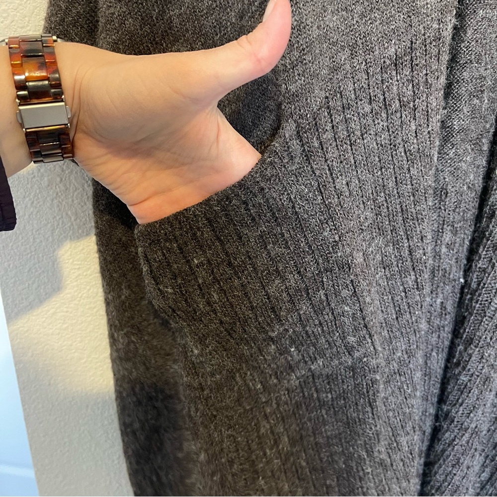 Chicos Wool Blend Poncho Sweater One Size Chocolate Brown Cozy Warm Lagenlook - Picture 7 of 13